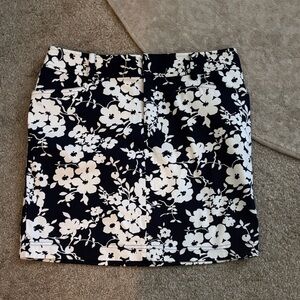 Floral navy blue  and White Women's Skirt-canvas